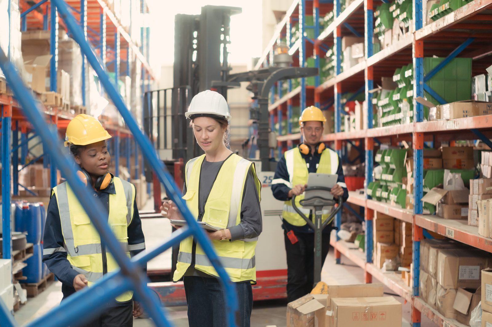 Warehouse team managing inventory